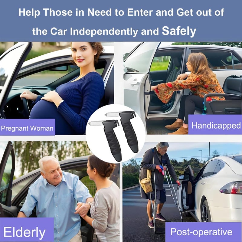 Atojarkle Car Door Handle for Elderly, Door Grab Handle Assist, Ultra Grip Mobility Handle for Car, Car Door Latch Bar for Easily Get Out of Car, Anti-Slip Design, Black/2 Pack - Image 2